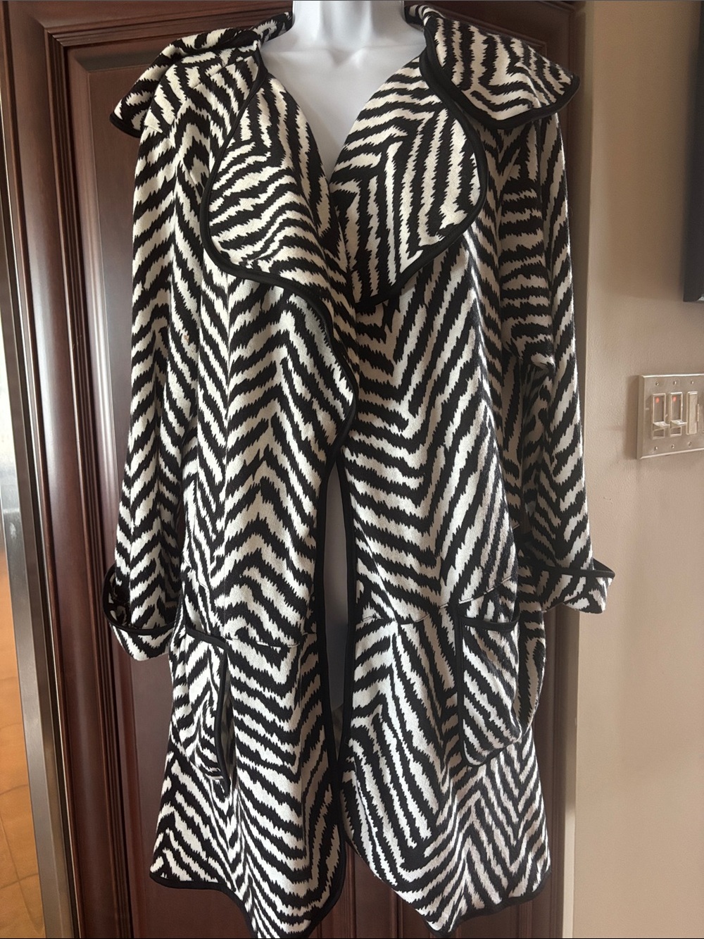 Diva D Zebra-Pattern Draped Coat